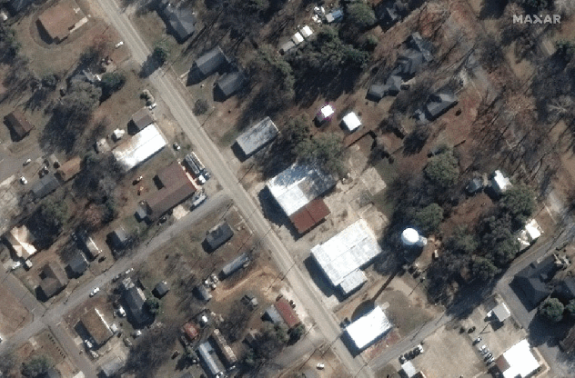 Before & After Satellite photos of Rolling Fork, MS tornado.