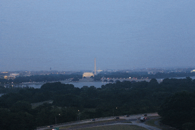 National Park Service timelapse of the Washington Monument in Washington, DC., during the wildfire smoke on Wednesday June 7, 2023. (Earthcam)
